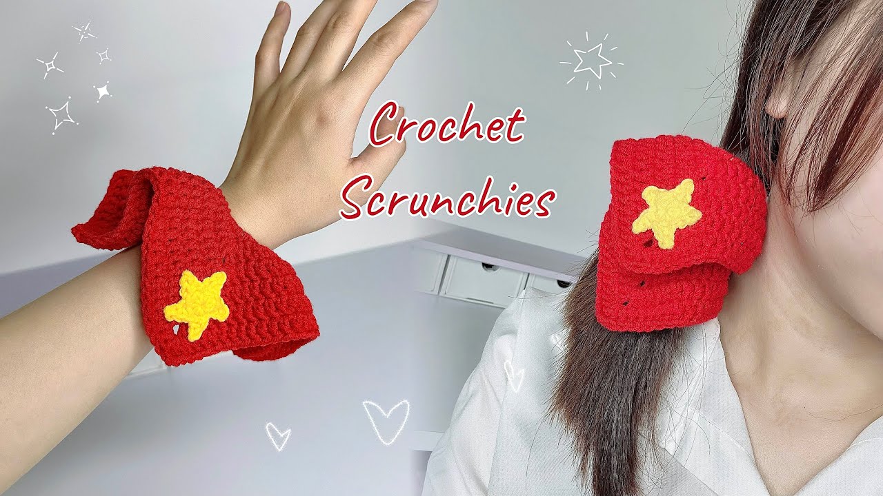 Crochet Scrunchies 🇻🇳| Easy Crochet Tutorial | Móc Len Cột Tóc Cờ Đỏ Sao Vàng