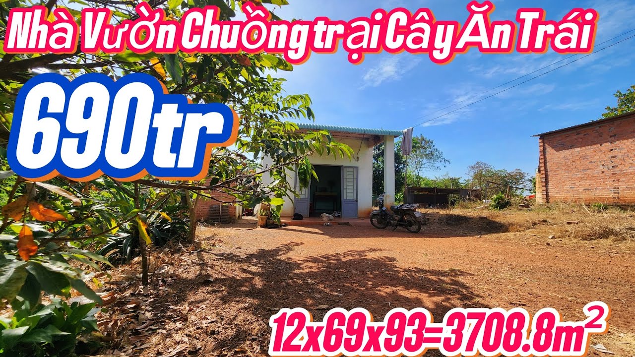 số 14.Bán Nhà Vườn Chuồng trại cây ăn trái giá rẻ (12x69x93=3708.8m²)Giá 690tr bao sổ  hết đất 