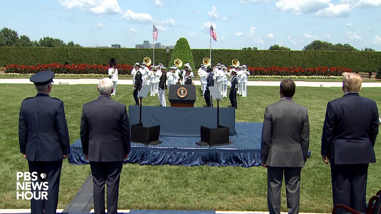 WATCH: Trump attends Defense Secretary Mark Esper's welcome ceremony