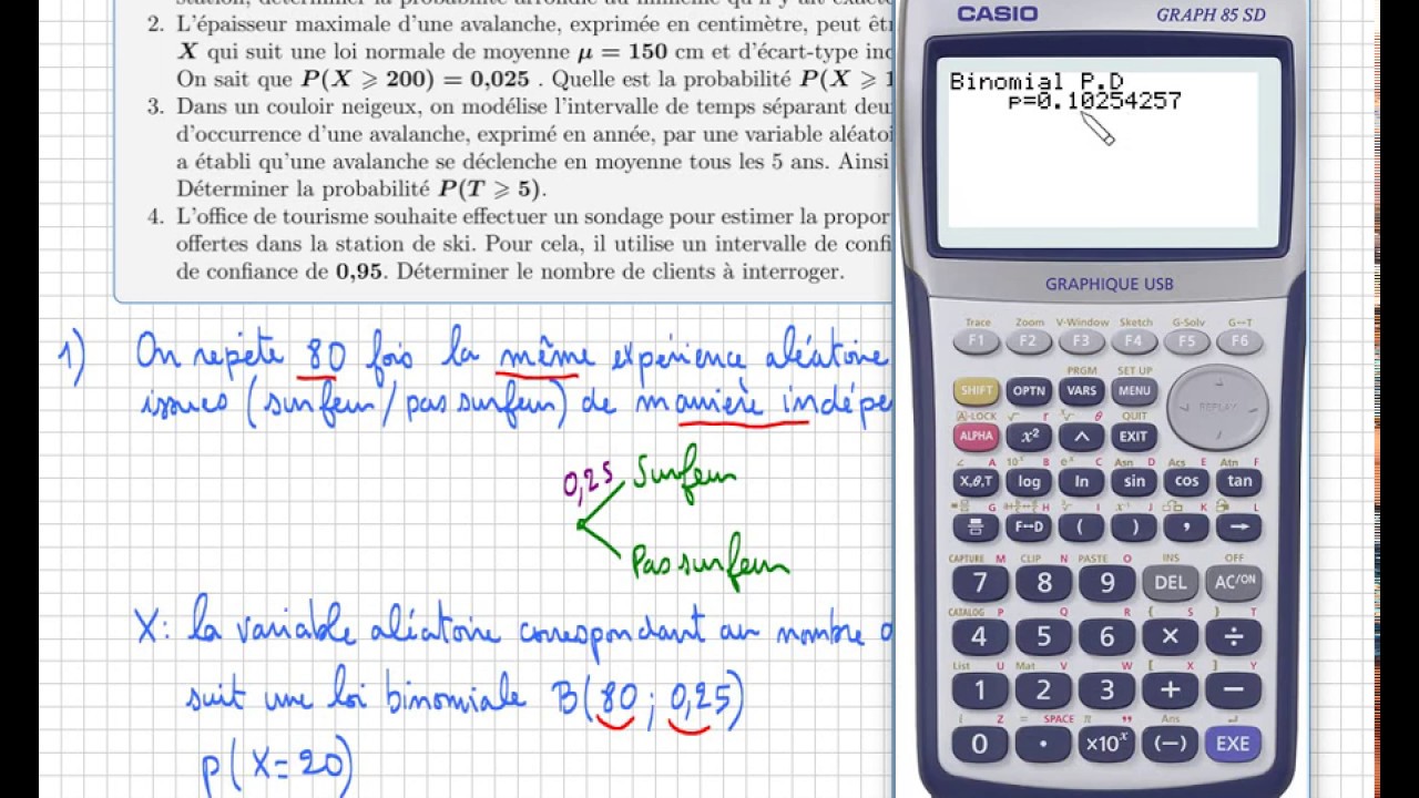 Probabilité • Révisions • BAC S Maths 2019 Pondichéry Centres étrangers • loi binomiale normale expo