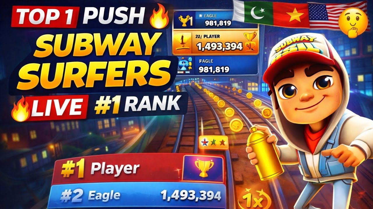 TOP 1 PUSH 🔥 Subway Surfers LIVE | Silent Grind for #1 Rank 🌍