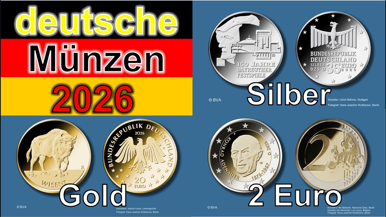 Deutsche Münzen 2026 - Übersicht und Vorschau - 2 Euro, Silber, Gold