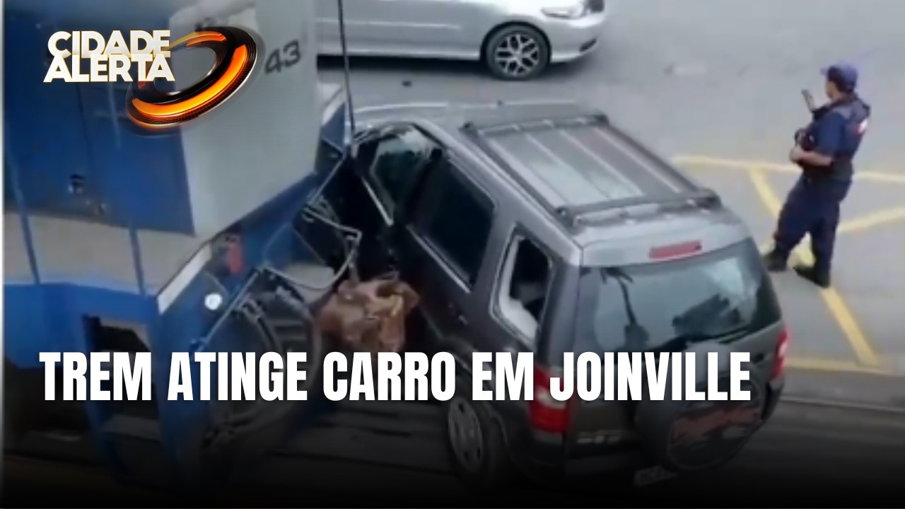 Colisão entre trem e carro assusta moradores em Joinville