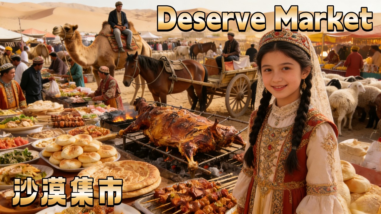 Desert Market: Crispy Roasted Lamb, Juicy Buns & Sheep/Camel Trading 坐著馬車去趕集震撼的喀什沙漠牛羊大巴紮！體驗維吾爾族的多彩生活
