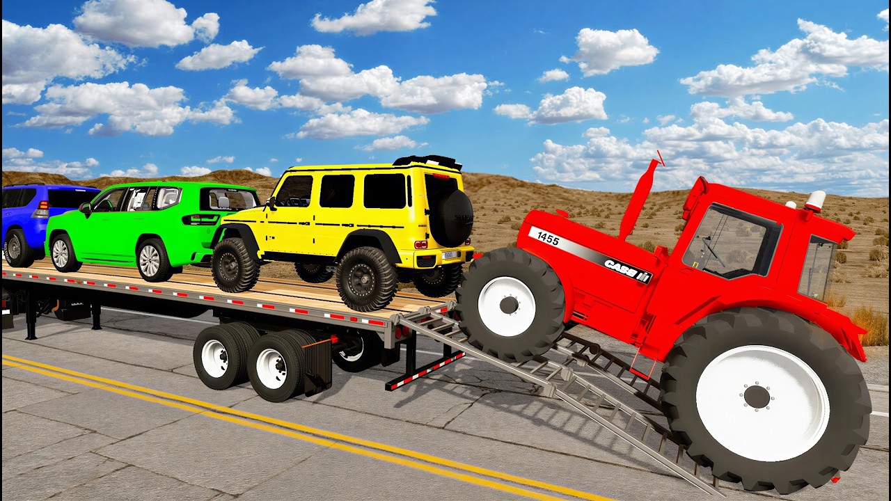 Flatbed Truck Mcqueen | Transportation with Truck - Pothole vs Car #19 - BeamNG.Drive
