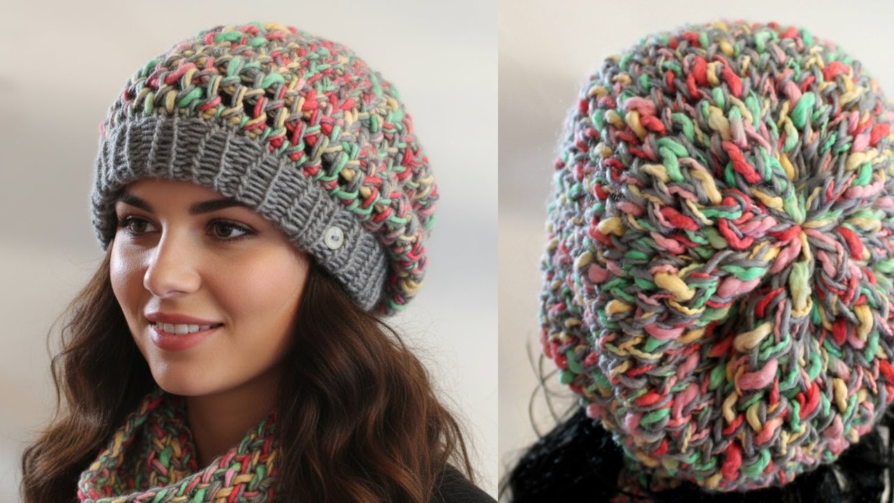 How to LOOM Knit a Hat Slouchy Pattern Project using Figure 8 Stitch on a Round Knitting Loom.