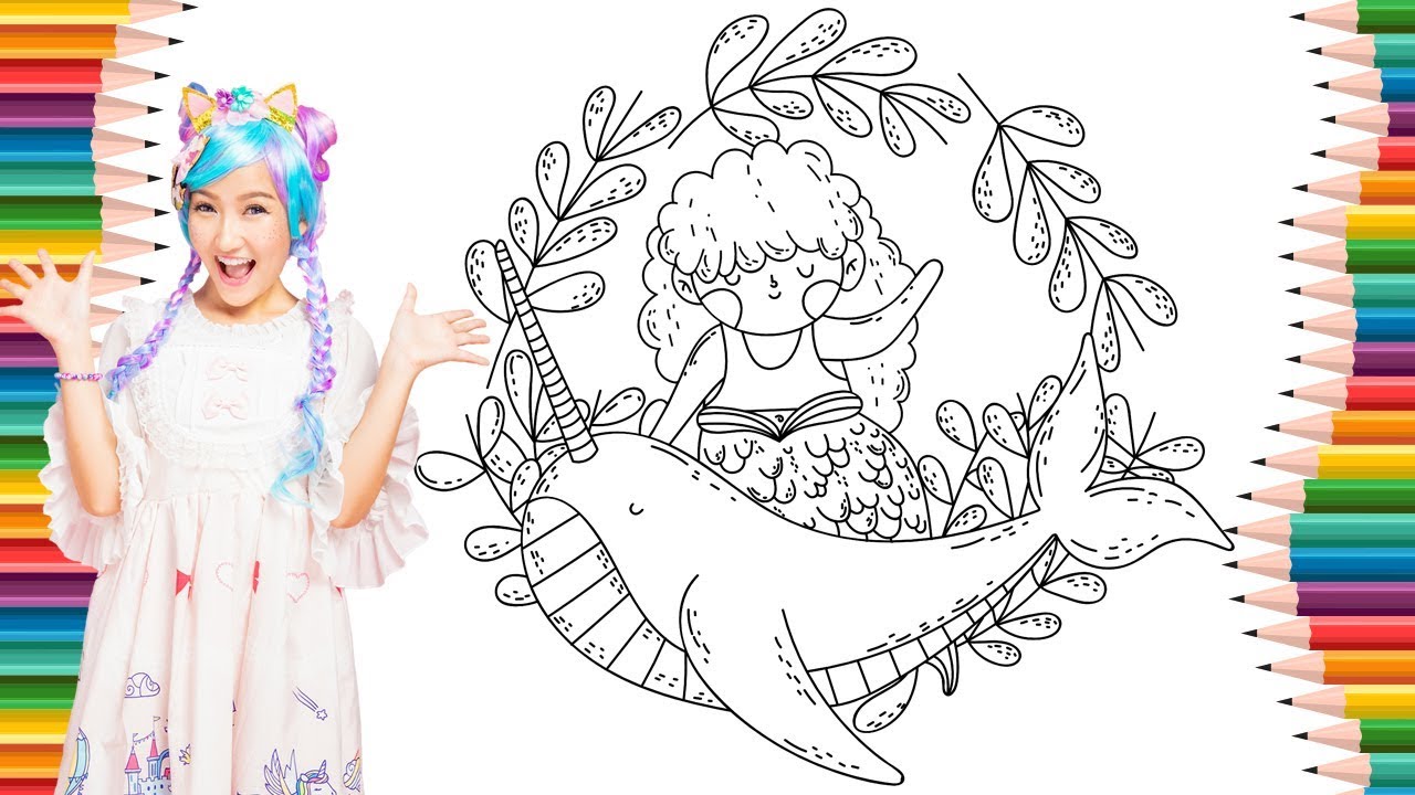 [T&ocirc; m&agrave;u cho b&eacute; | Coloring for kid] N&agrave;ng Ti&ecirc;n C&aacute; V&agrave; Narwhal | The Mermaid With A Narwhal | MeoMeoTV