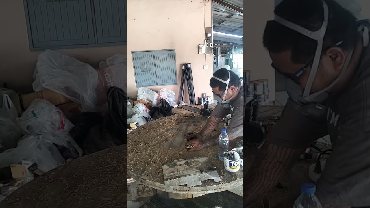 #โต๊ะไม้พาเลทม้วนสายไฟ เซาะร่องใส่ล้อลูกปืน DIYแบบบ้านๆทำโต๊ะหมุน