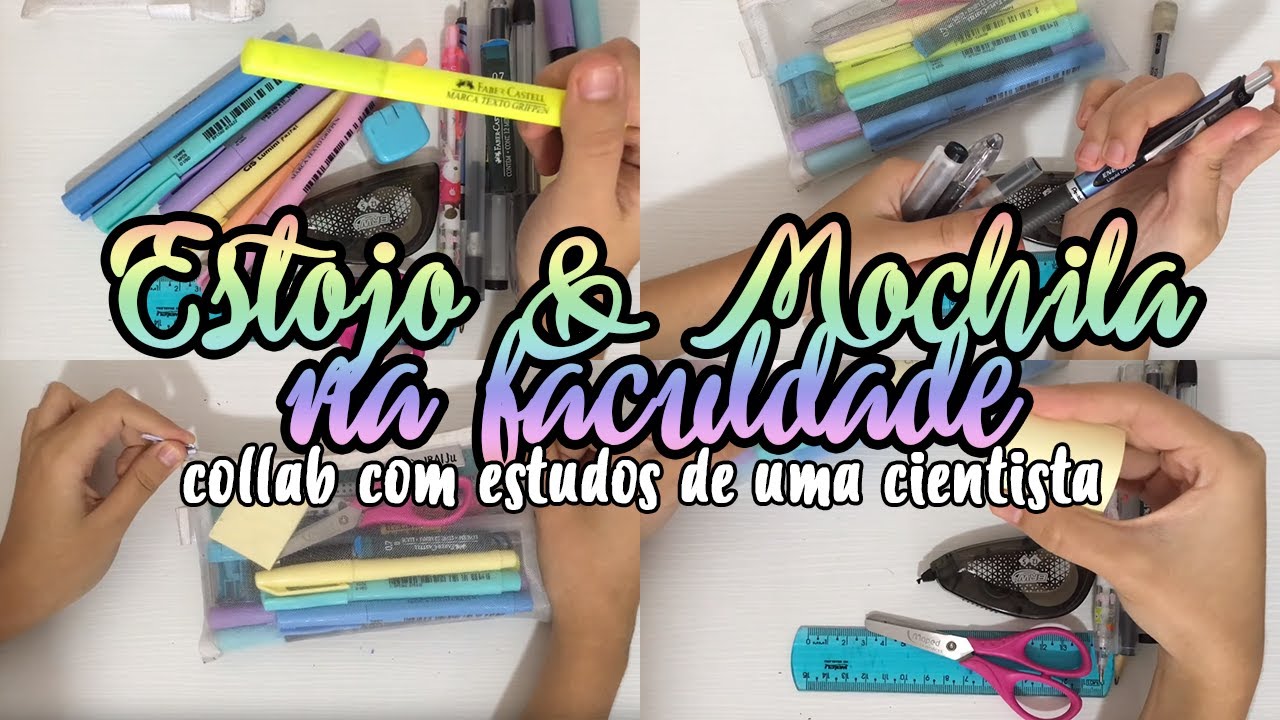 ESTOJO E MOCHILA NA FACULDADE
