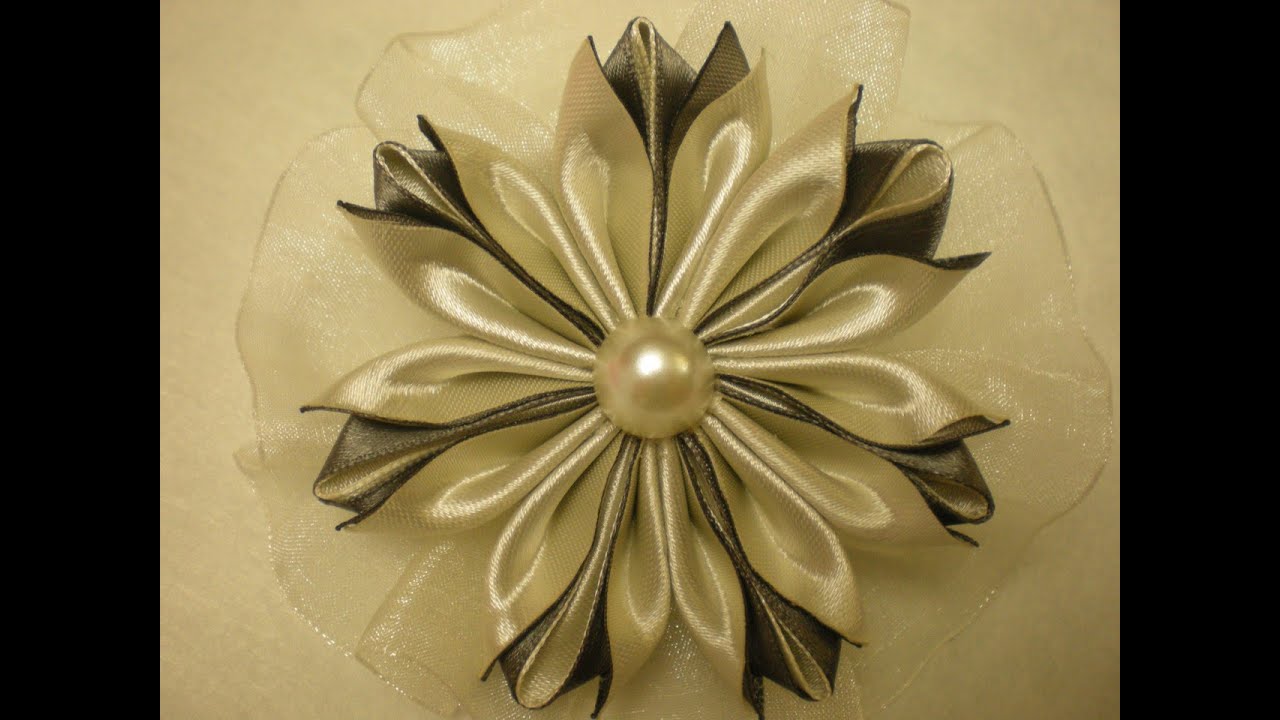 Канзаши Цветок из Лент. Новый Лепесток./DIY /KANZASHI / Make Hair Bow /Tutorial / Flower./