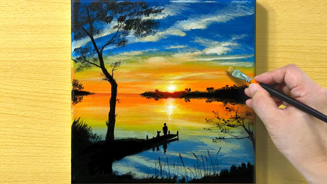 Sunset on the Lake / Acrylic Painting / STEP by STEP #241 / 호수풍경 아크릴화