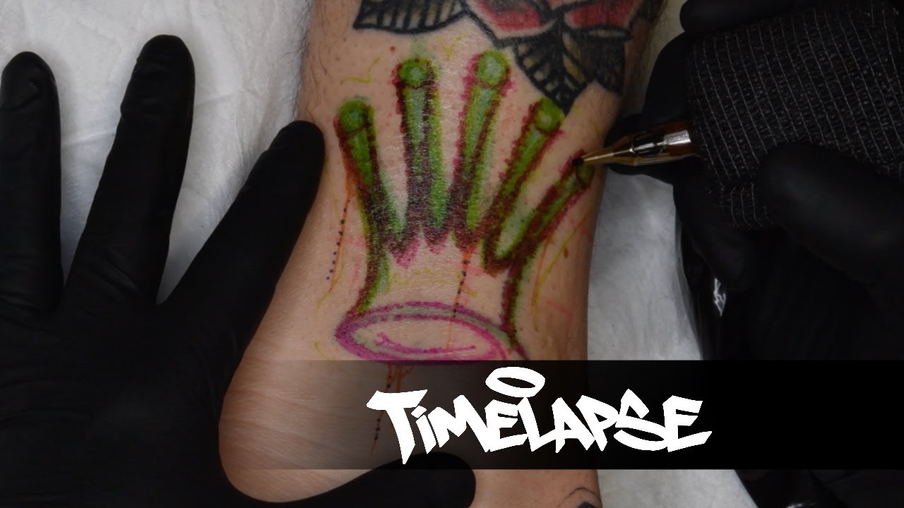 TATTOO TIMELAPSE | FREEHAND FATCAP CROWN | FULL PROCESS | JJ INK