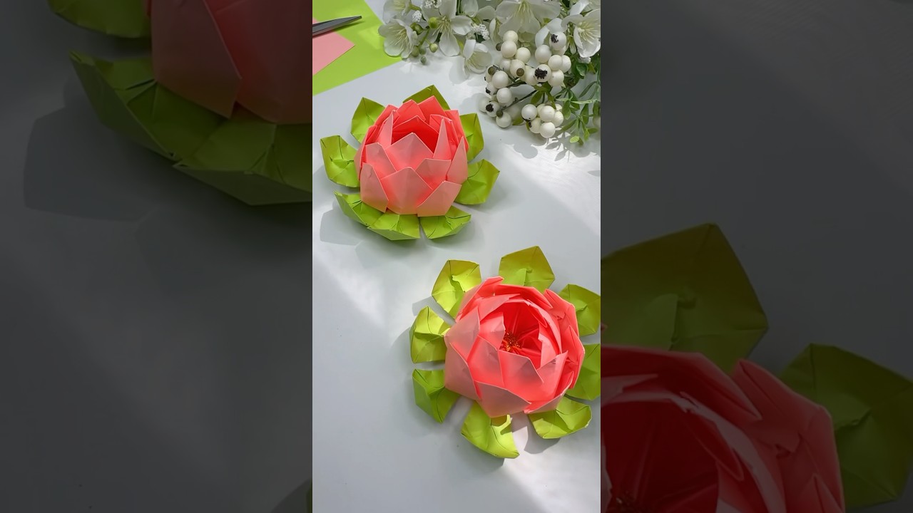 Beautiful Origami Paper Lotus 🪷 #diy #origami #papercraft #paperlotus