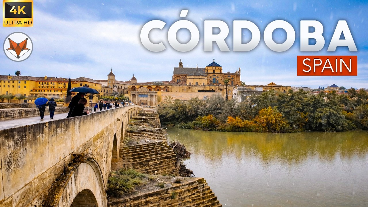 Кордова, Испания 🇪🇸 Walking Tour 4K | Под дождём ☔️