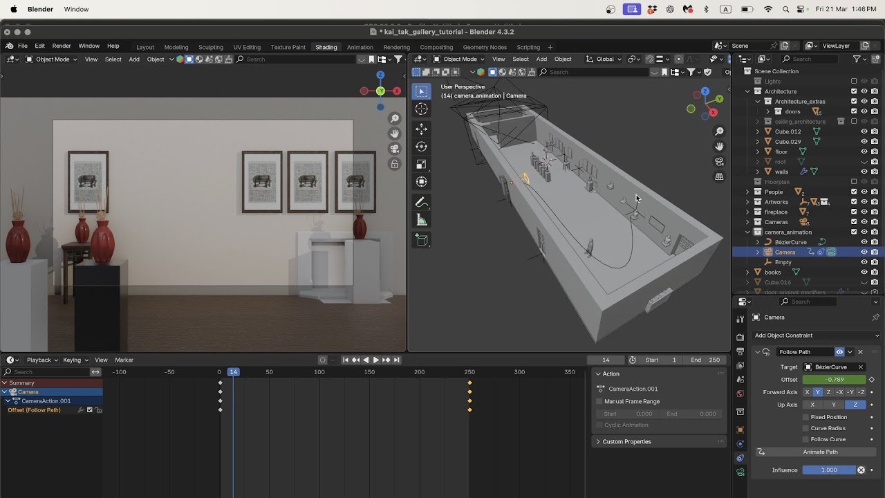 Exhibition Design Using Blender: Tutorial 5 Animating a Camera