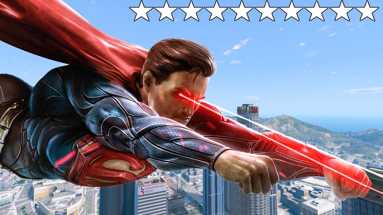 GTA 5 Superman Vs military Chase Wanted Level 10 Star | WATCH T7