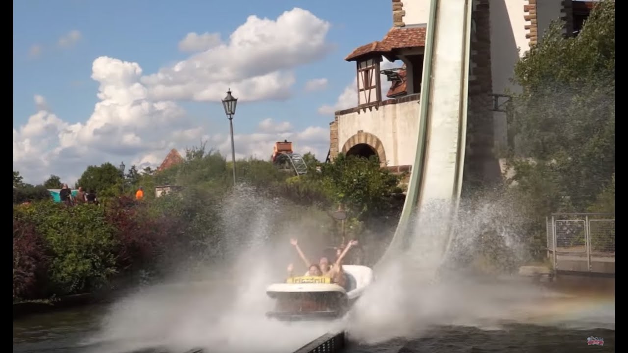 Badewannen-Fahrt OnRide in Tripsdrill: Wildwasserbahn im Mitfahr-Video (POV)
