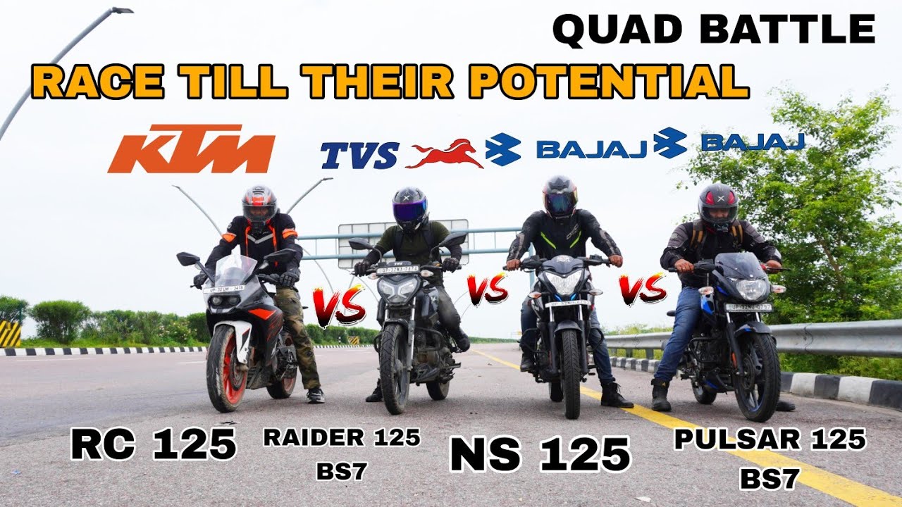 PULSAR 125 VS RAIDER 125 VS PULSAR NS 125 VS RC 125 [ QUAD BATTLE [ RACE TILL THEIR POTENTIAL ]