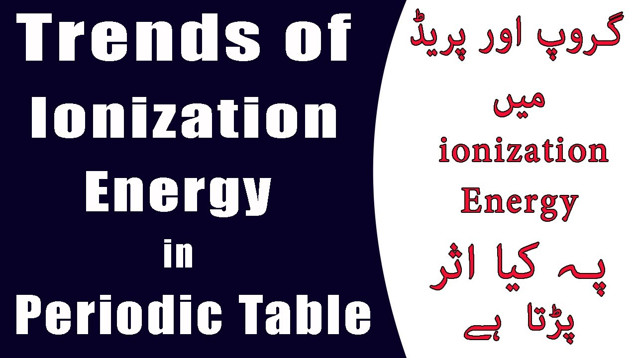 Trends of Ionization Energy in Periodic Table in Urdu Hindi Lecture