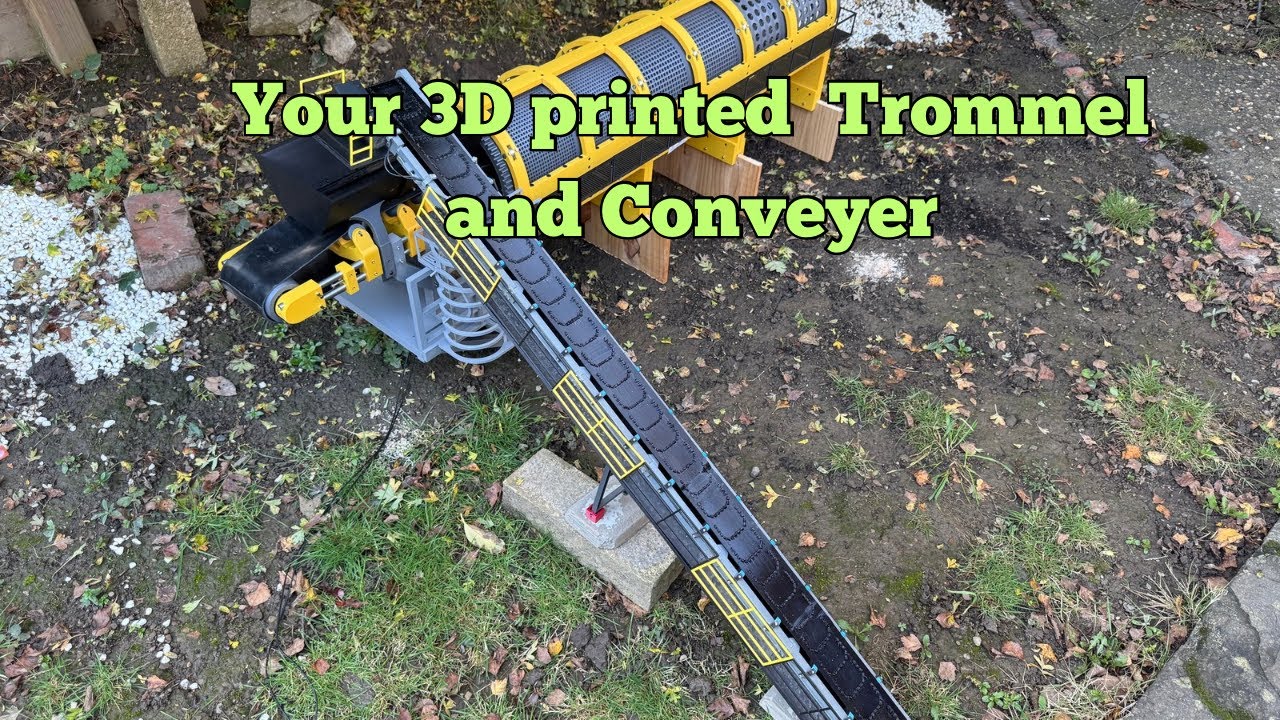 First test of my 3D printed 3D printed Trommel and Conveyer. Heavy machinery