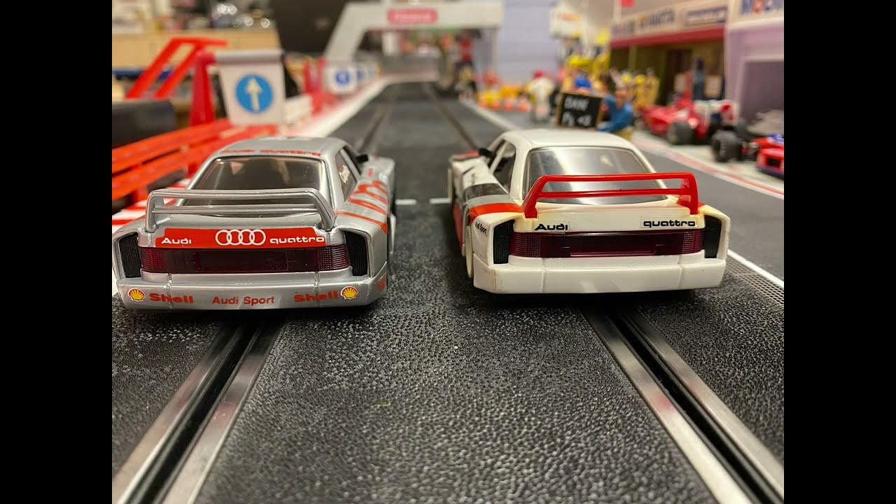 Audi vs Audi slotcar racing  on 18,5 m track. -  model racing car scale 1/32 Audi 90 GTO quattro