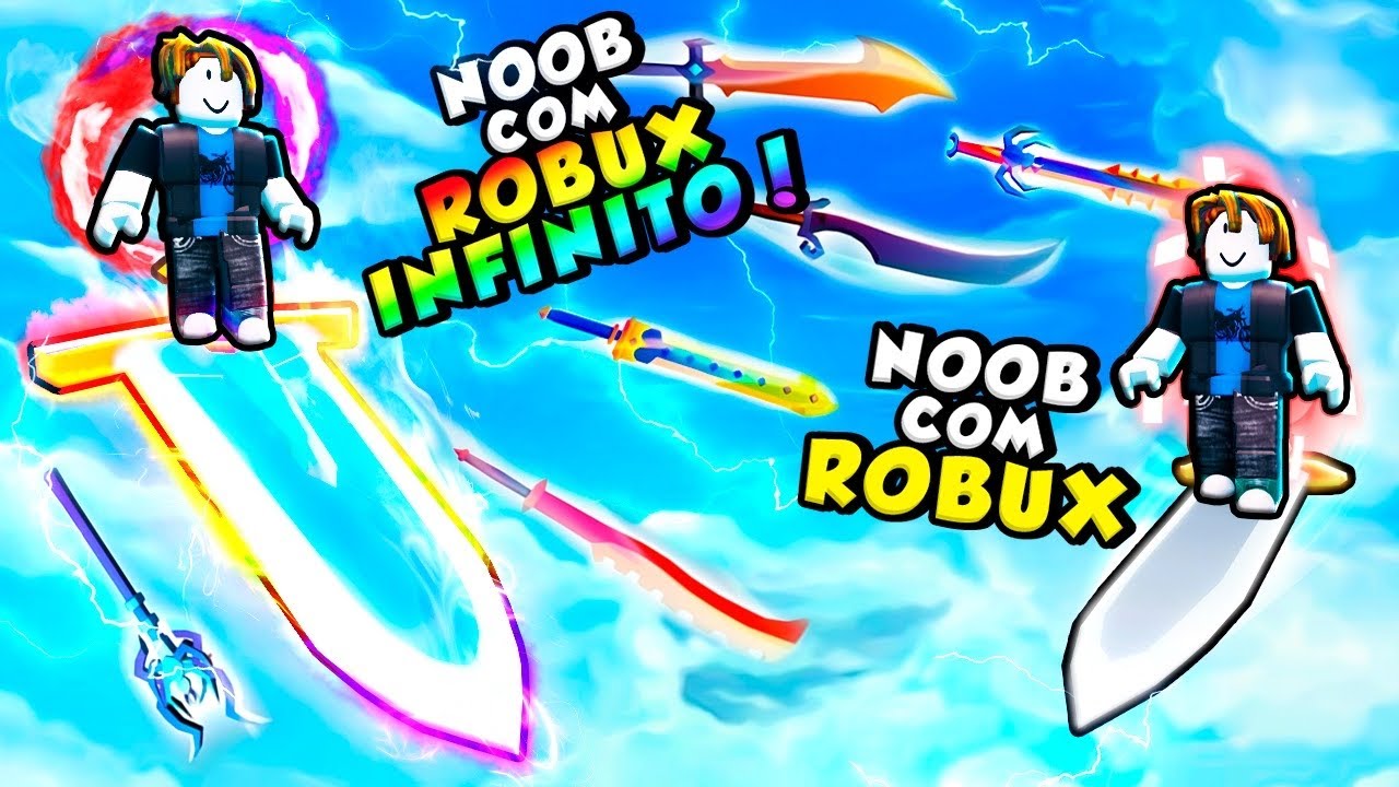 NOOB COM ROBUX VS NOOB COM ROBUX INFINITO NO WEAPON FIGHTING SIMULATOR (Roblox)