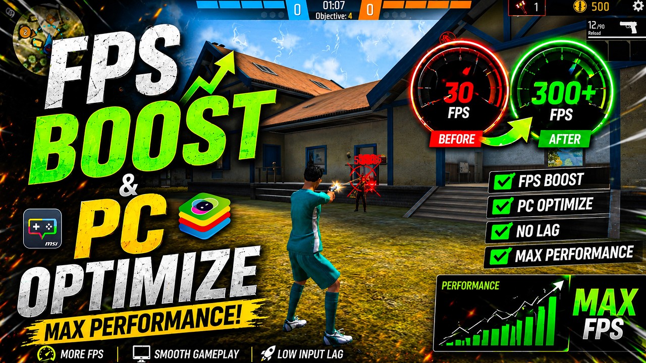 Fix Free Fire Lag & Increase FPS in BlueStacks 5 / MSI 5 (Low End PC 2026) Aim Optimizer
