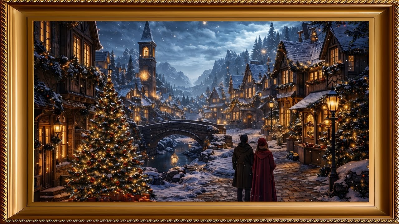 Magical Christmas Alpine Village 4K Art for TV (No Sound)