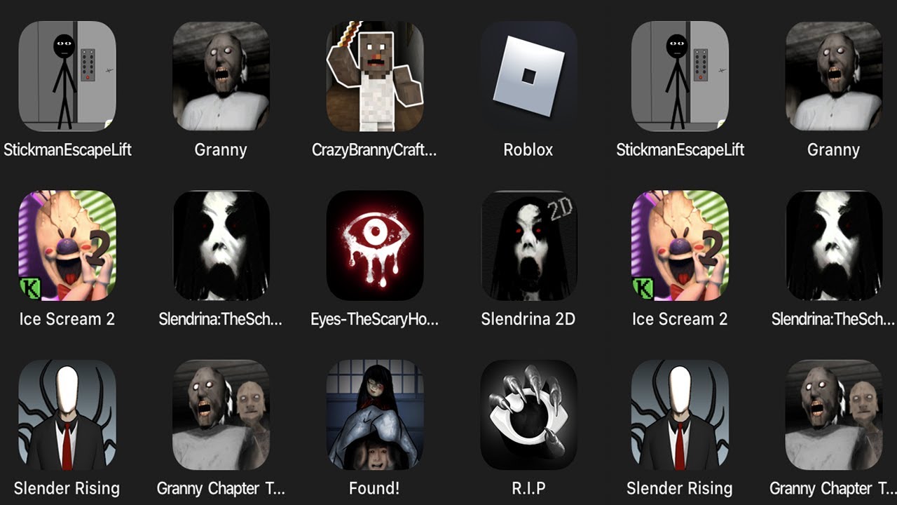 Stickman Escape Lift,Granny,Crazy Branny Craft,Roblox,Ice Scream 2,Slendrina,Eyes The Scaru Horror