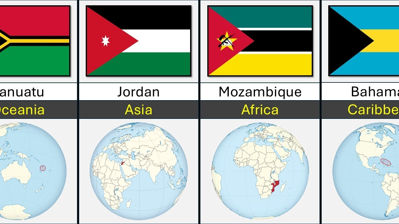 Country flags with triangles on the left