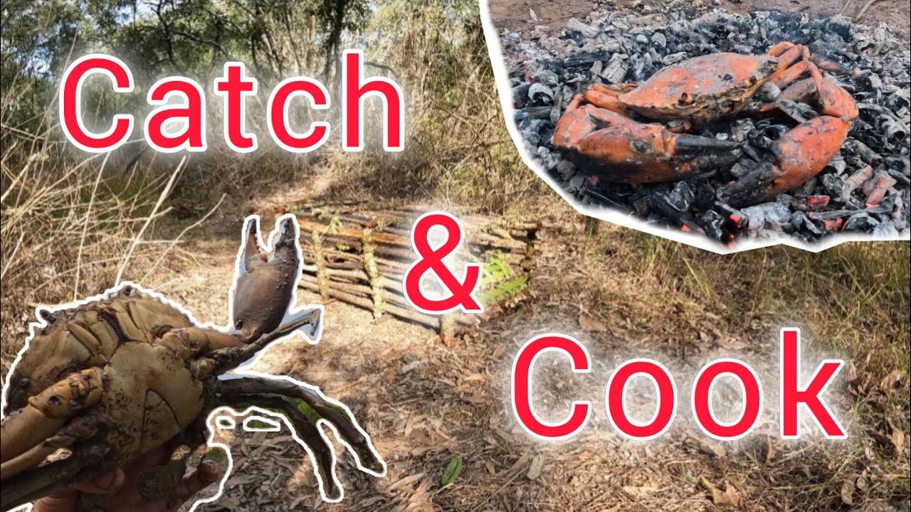 PRIMITIVE CRAB TRAP BUILD, Catch And Cook ( Part 2 of 2 )