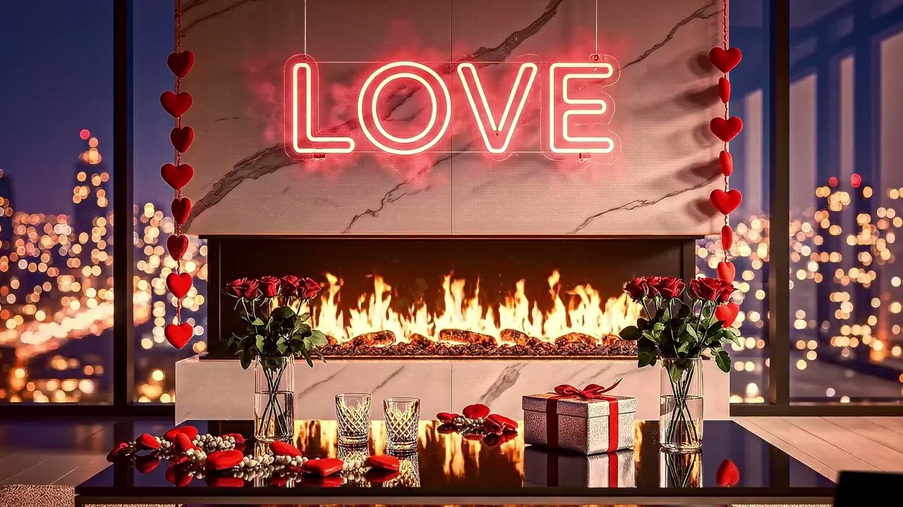 Quite Like Love Neon Fireplace 💗🔥 | Neon Glow • Romantic Night • Background Music