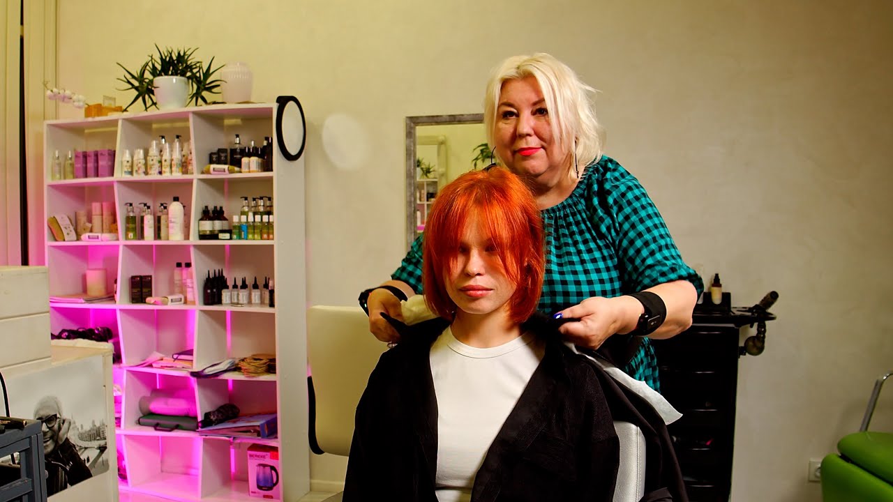 ✂️(ASMR) The beautiful red-haired beauty received wonderful care and a new hairstyle #asmr #haircut