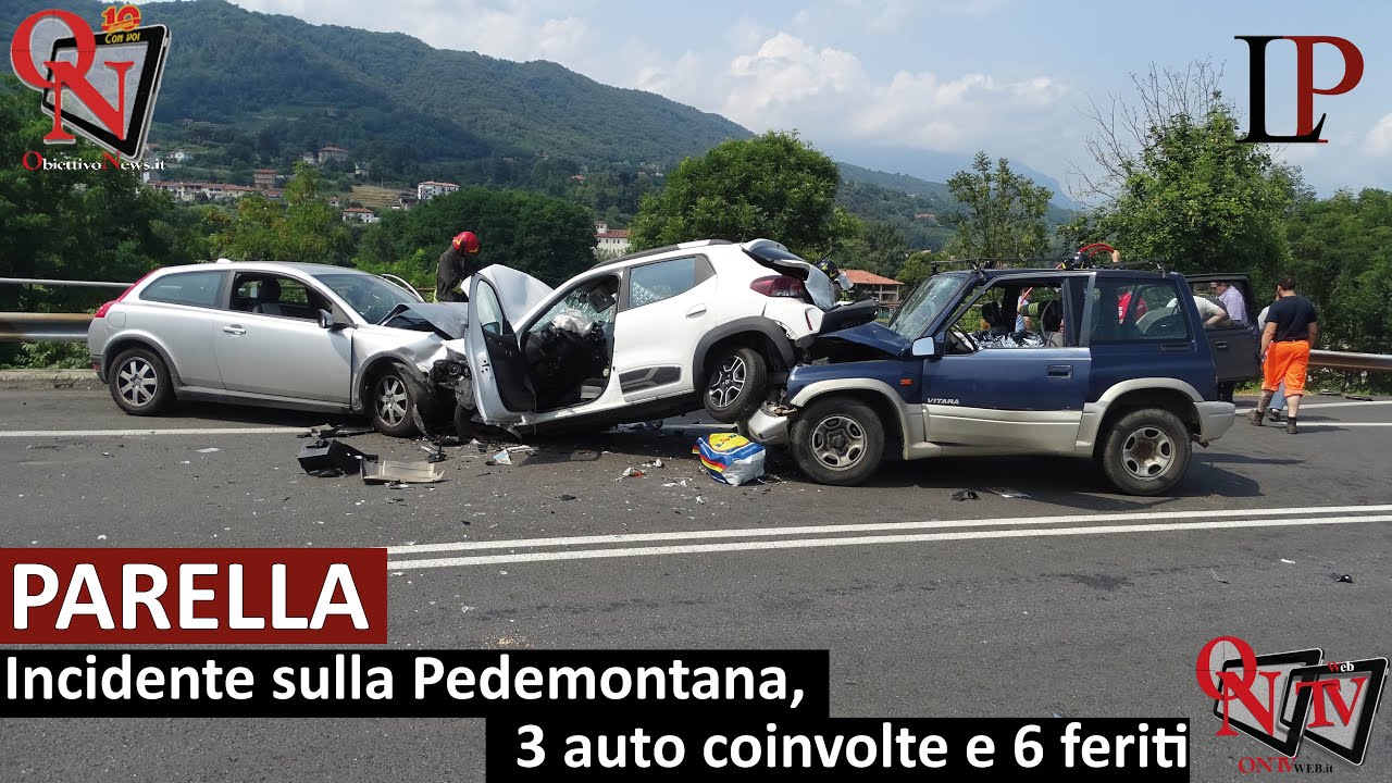 PARELLA – Incidente sulla Pedemontana, 3 auto coinvolte e 6 feriti