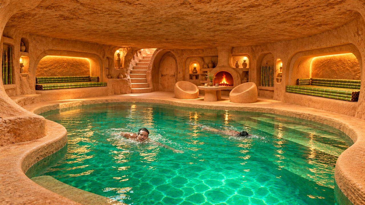 2x Speed I Build Hidden Temple Underground With Secret Pools Inside, Real Life