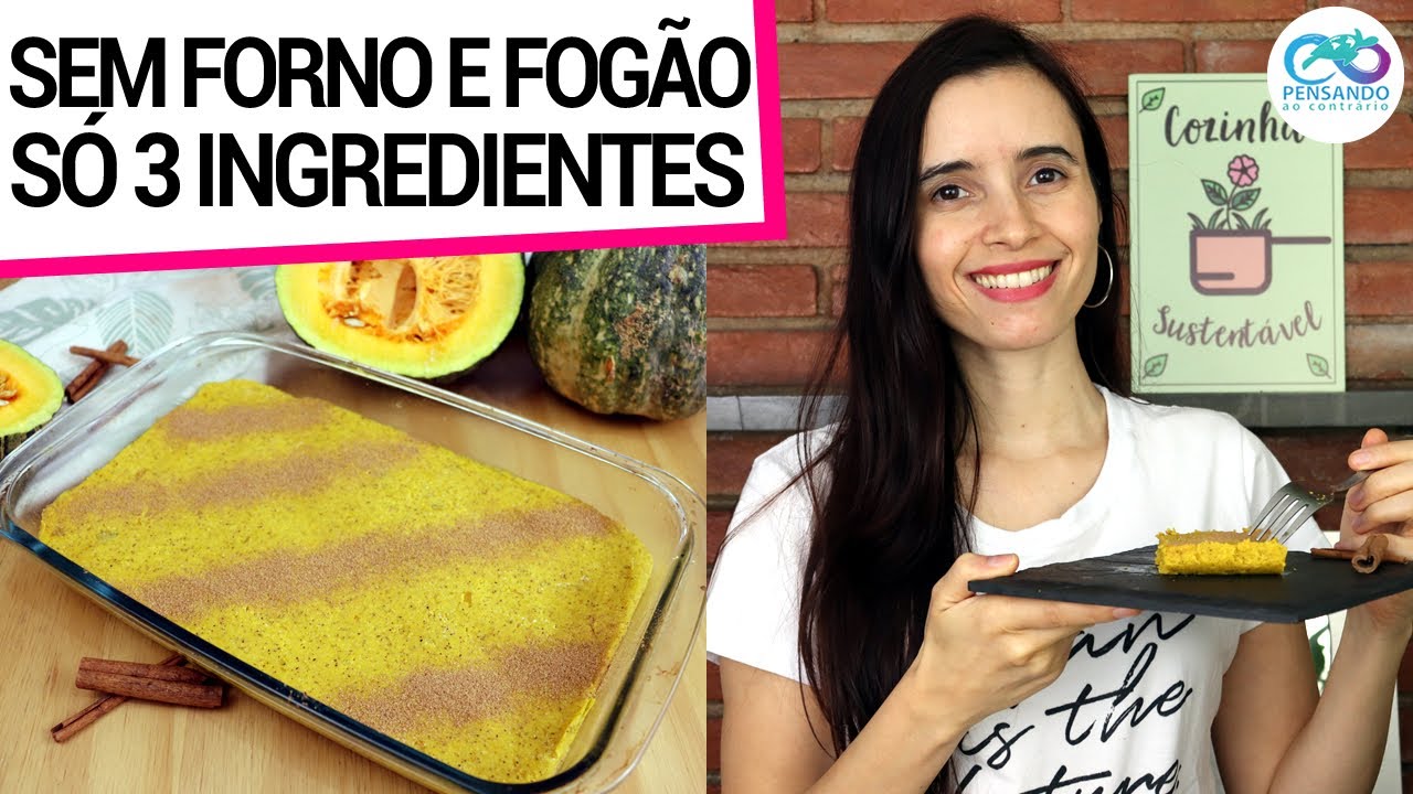 BOLO SEM FORNO E SEM FOGÃO DE ABÓBORA COM COCO! O MAIS FÁCIL, SÓ 3 INGREDIENTES (VEGANO)