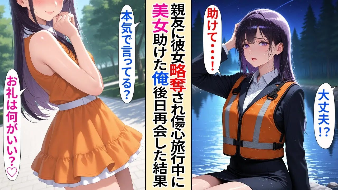 【恋愛】彼女を上司に略奪された俺。傷心の俺が一人で旅行中に、困っている美女を助けたら、まさかの女社長だった結果【AI漫画】