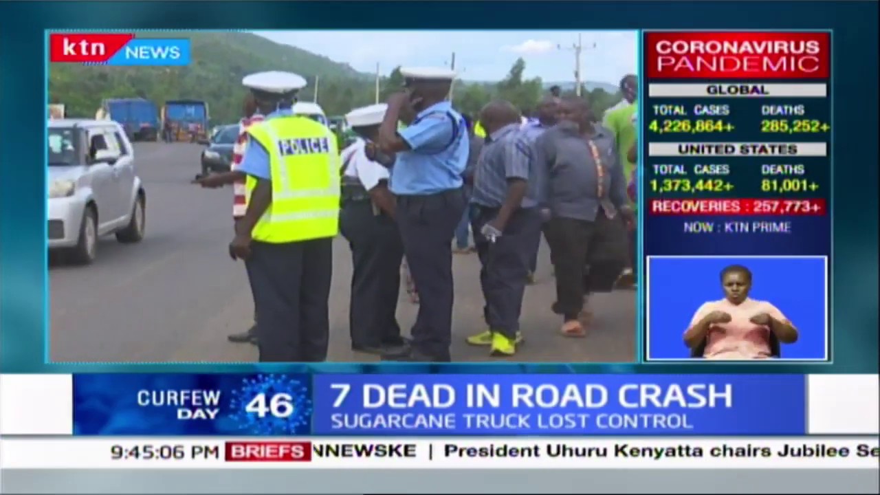 7 dead in road accident in Kisumu after Sugarcane truck rammed into matatu and another car