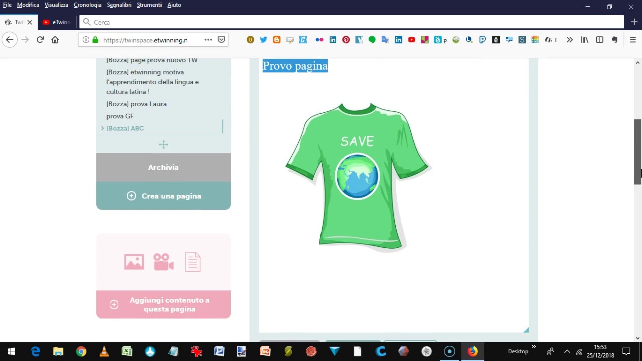 eTwinning twinspace crea pagine integra contenuti