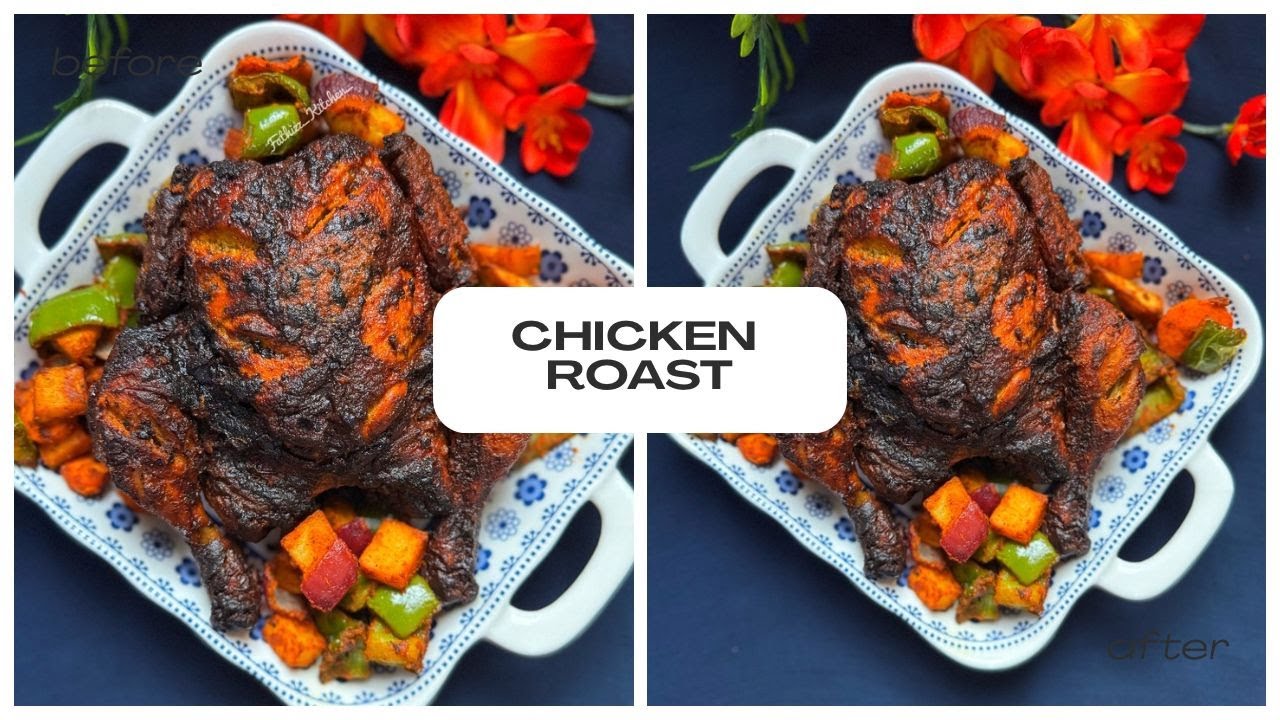 🔥AIR FRYER ൽ സോഫ്റ്റും ജ്യൂസിയും ആയ ഫുൾ ചിക്കൻ റോസ്റ്റ് /  Juicy Whole Chicken Roast  / fathizz