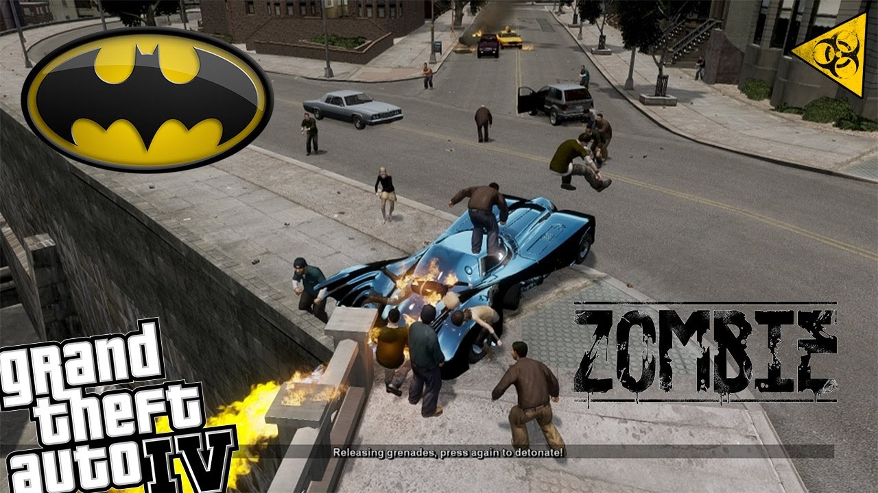 GTA IV Batman Mod + Zombie Apocalypse - Batmobile vs Zombies