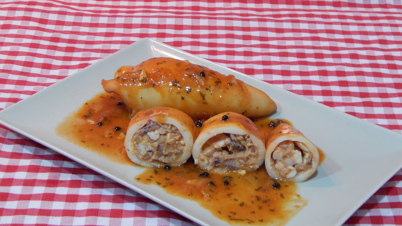 Cómo hacer calamares rellenos en salsa