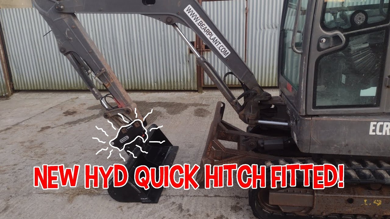 Fitting a new hydraulic quick hitch to a mini digger