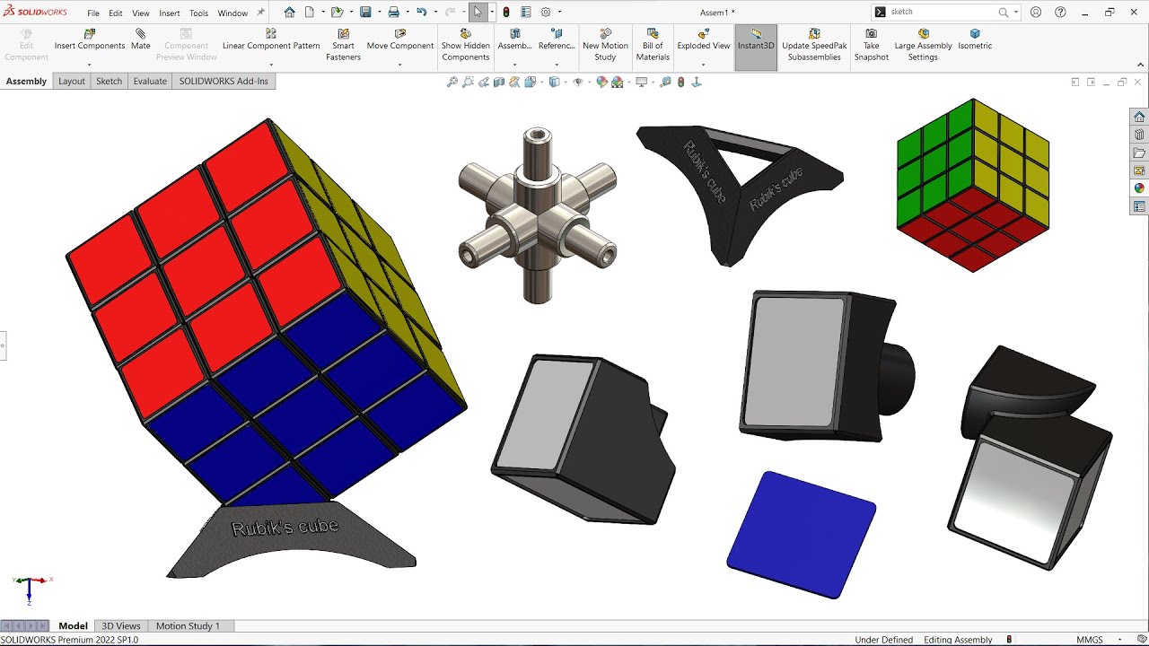 How to Design Rubik's cube in SolidWorks #rubikscube #solidworks