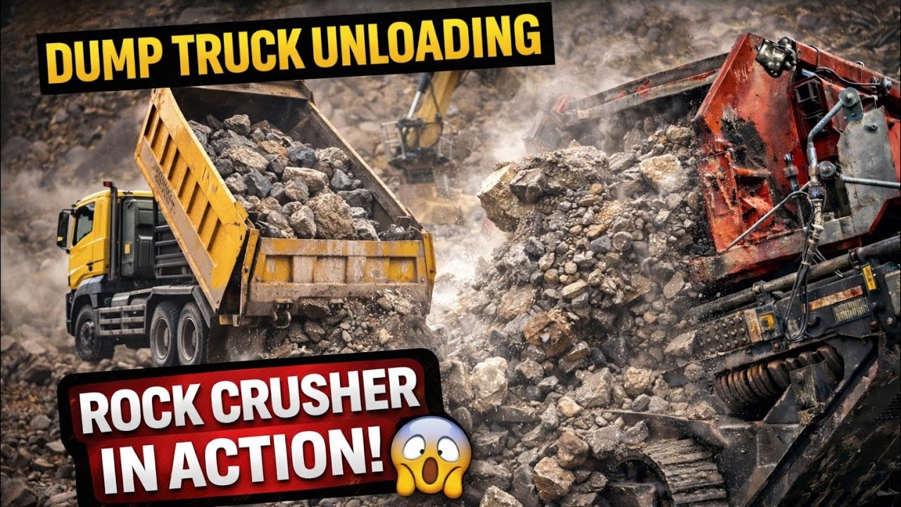 Extremely Hard Rock Stuck in Crusher Machine | Unexpected Breakdown 😱 #Rockcrushing 