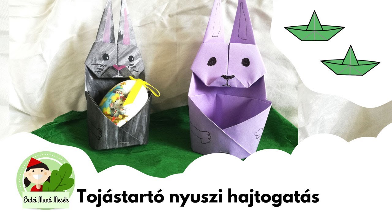 🐰 Tojástartó nyuszi hajtogatás 🐰 - lépésről lépésre