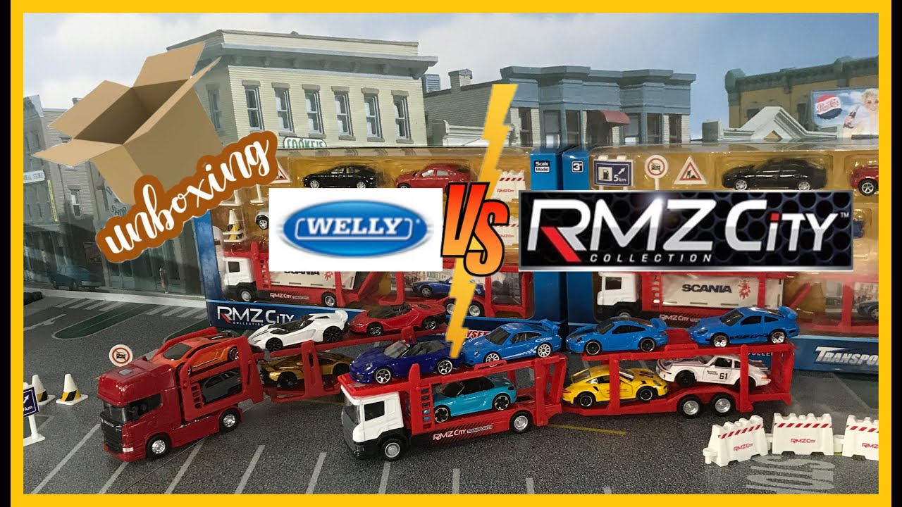 Unboxing‼️ De 2️⃣ trailers en escala 1:64‼️ WELLY vs RMZ_City. Dietast Car transport, Truck Hauler.