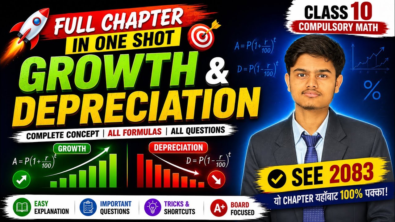 🔥 Class 10 Compulsory Math Chapter 3 Growth & Depreciation in One Shot | SEE 2083 Preparation