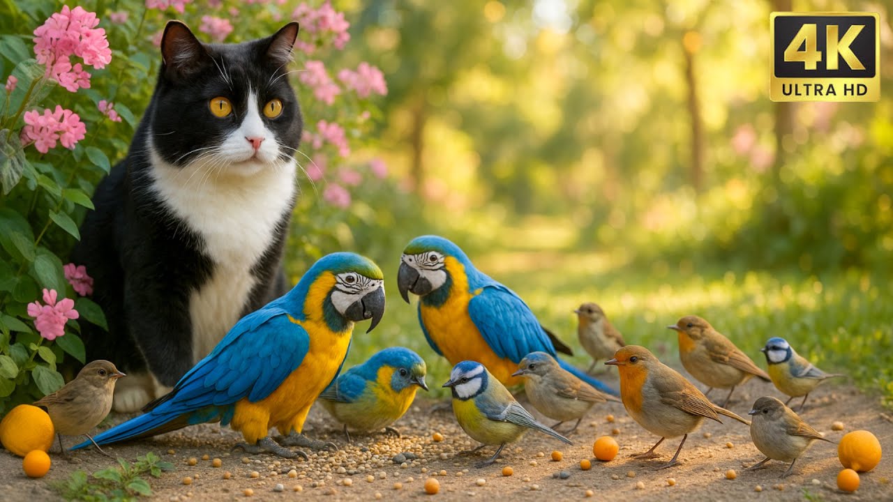 Cat TV for Cats to Watch 🐱 4K Ultra HD Garden Birds & Feline Entertainment