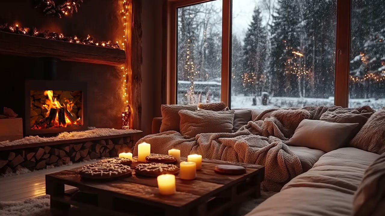 Cozy Fireplace Soft Piano Music | Relaxing Winter Ambience for Deep Sleep, Focus